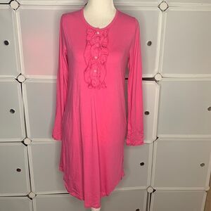 Chaps Pink Long Sleeve Ruffle Night Gown Size Small